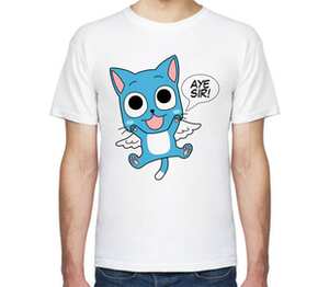 Котенок аниме - aye sir мужская футболка с коротким рукавом (цвет: белый)
