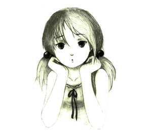 Девушка с хвостиками кружка с ложкой в ручке (цвет: белый + черный)