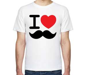 I love усы мужская футболка с коротким рукавом (цвет: белый)