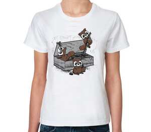 Raccoon Terrorist женская футболка с коротким рукавом (цвет: белый)