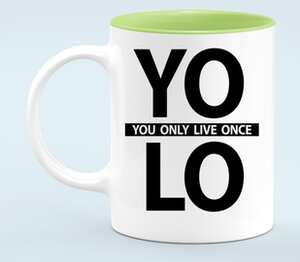 YOLO (You Only Live Once) кружка хамелеон двухцветная (цвет: белый + светло-зеленый)