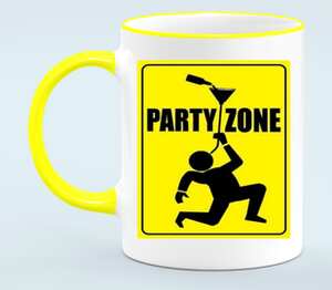 PARTY ZONE кружка с кантом (цвет: белый + желтый)