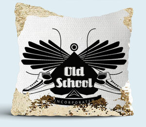 Old School Style подушка с пайетками (цвет: белый + золотой)