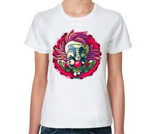 Безумный Клоун женская футболка с коротким рукавом (цвет: белый)
