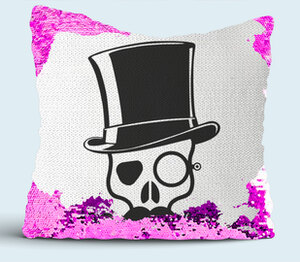 Череп (Skull) подушка с пайетками (цвет: белый + сиреневый)