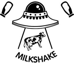 Корова и НЛО - молочный коктель кружка с ручкой в виде коровы (цвет: белый + синий)