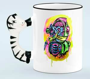 Kidrobot art кружка с ручкой в виде зебры (цвет: белый + черный)