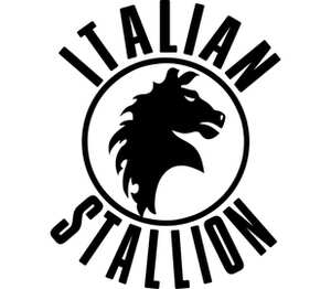 Итальянский жеребец / Italian stallion слюнявчик (цвет: белый + красный)