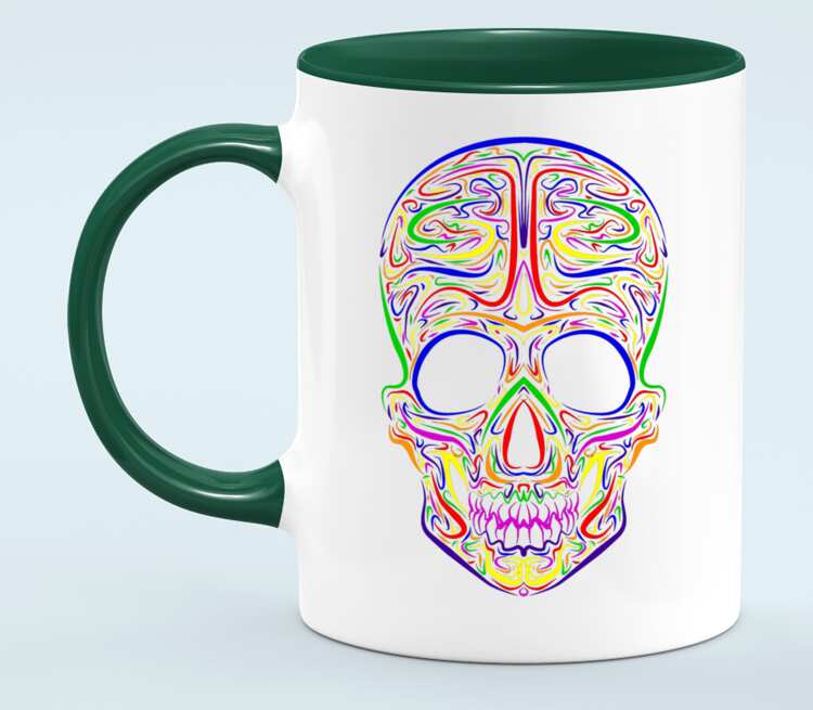 Skull Art кружка двухцветная (цвет: белый + зеленый)