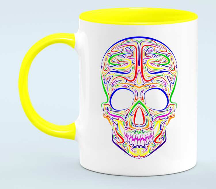 Skull Art кружка двухцветная (цвет: белый + желтый)