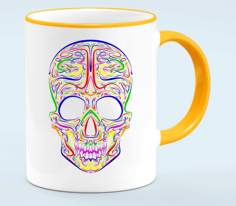 Skull Art кружка с кантом (цвет: белый + оранжевый)