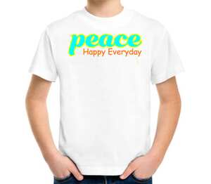 Peace happy everyday - счастлив каждый день детская футболка с коротким рукавом (цвет: белый)