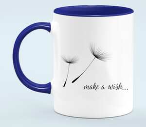 Загадай желание (make a wish) кружка двухцветная (цвет: белый + синий)