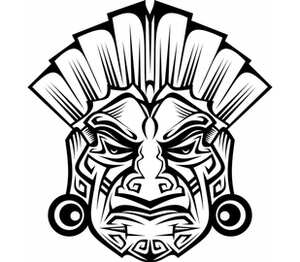 Индейская маска кружка с ложкой в ручке (цвет: белый + черный)