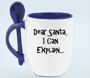 Санта, я могу все объяснить (Dear Santa, i can explain) кружка с ложкой в ручке (цвет: белый + синий)