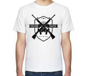 Скрещенные автоматы - борец за свободу (freedom fighter) мужская футболка с коротким рукавом (цвет: белый)