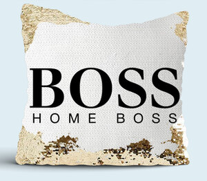 Boss - Home Boss подушка с пайетками (цвет: белый + золотой)