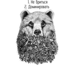 Бородатый медведь: 1 не бриться 2 доминировать детская футболка с коротким рукавом (цвет: белый)