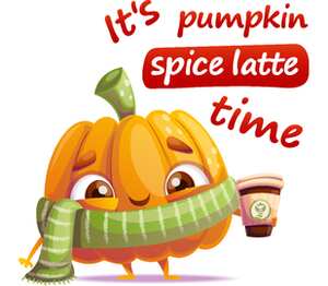 Настало время тыквенного латте / its pumpkin spice latte time кружка с ручкой в виде дельфина (цвет: белый + синий)