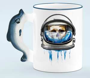 Dead Astronaut кружка с ручкой в виде дельфина (цвет: белый + синий)