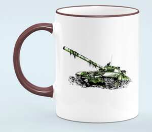 Т-72 (танк) кружка с кантом (цвет: белый + бордовый)