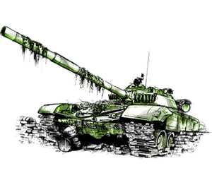 Т-72 (танк) кружка с кантом (цвет: белый + красный)