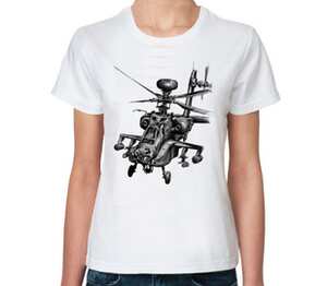 Апач (вертолёт) женская футболка с коротким рукавом (цвет: белый)