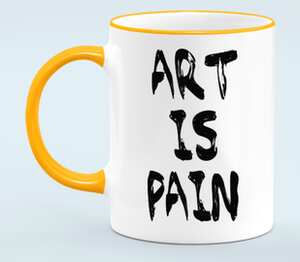 Art is Pain кружка с кантом (цвет: белый + оранжевый)