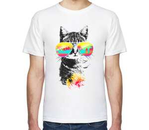 Солнечный Кот мужская футболка с коротким рукавом (цвет: белый)