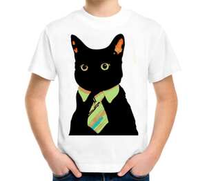 black cat детская футболка с коротким рукавом (цвет: белый)