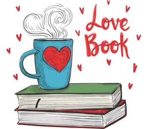 Love book - люблю книги  кружка с ложкой в ручке (цвет: белый + оранжевый)