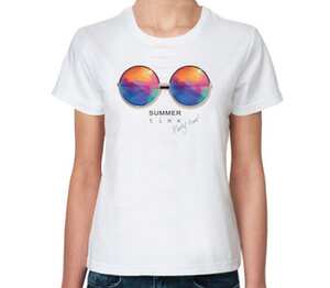 Лето - время вечеринок (Summer time - party time) женская футболка с коротким рукавом (цвет: белый)