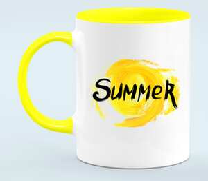 Лето (summer) кружка двухцветная (цвет: белый + желтый)