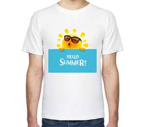 Привет, лето! (hello summer) мужская футболка с коротким рукавом (цвет: белый)