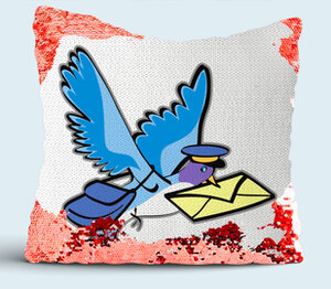 Почтовый голубь подушка с пайетками (цвет: белый + красный)