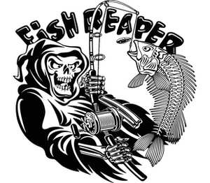 Мертвый рыбак / fish reaper кружка двухцветная (цвет: белый + розовый)