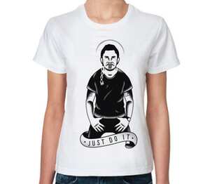 Шайа Лабаф (Just do it) женская футболка с коротким рукавом (цвет: белый)