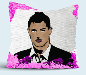 Ronaldo подушка с пайетками (цвет: белый + сиреневый)