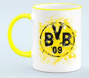 BVB 09 кружка с кантом (цвет: белый + желтый)