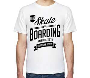 Люблю Скейтбординг мужская футболка с коротким рукавом (цвет: белый)