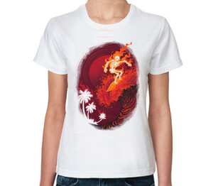 Огненная волна женская футболка с коротким рукавом (цвет: белый)