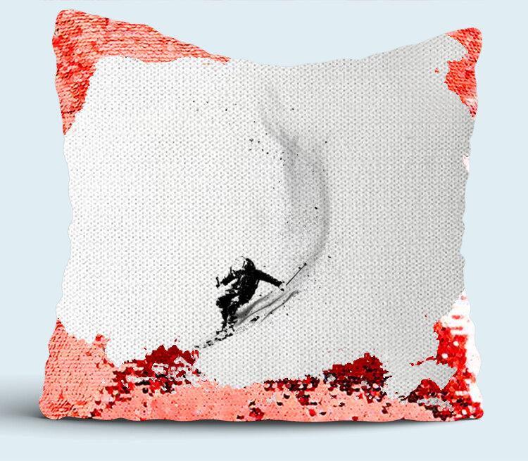 Слалом подушка с пайетками (цвет: белый + красный)