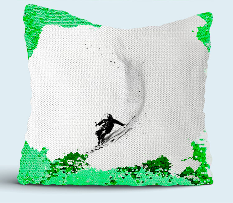 Слалом подушка с пайетками (цвет: белый + зеленый)