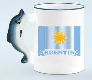 Аргентина кружка с ручкой в виде дельфина (цвет: белый + синий)