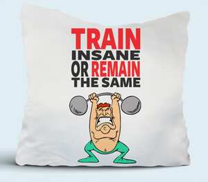 Train insane or remain the same - тренируйся как безумный или оставайся тем же подушка (цвет: белый)
