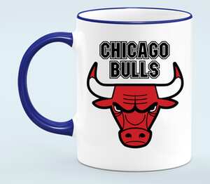 Chicago bulls - чикаго буллз кружка с кантом (цвет: белый + синий)