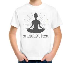 Йога - медитация (Meditation) детская футболка с коротким рукавом (цвет: белый)