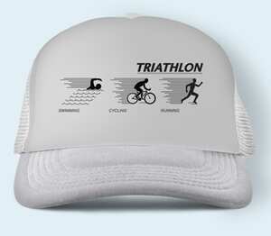 Триатлон - плавание, велосипед, бег (Triathlon - swimming, cycling, running) бейсболка (цвет: белый)
