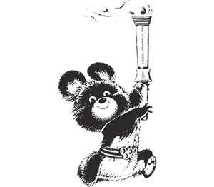 Олимпийский мишка с факелом женская футболка с коротким рукавом (цвет: белый)