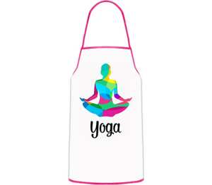 Силуэт девушки в позе лотоса (yoga) кухонный фартук (цвет: белый + красный)